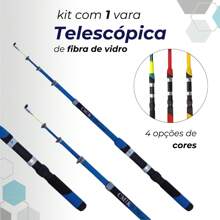 Kit Pesca Vara + Molinete Ultra Light + Maleta + Acessórios como isca camarão, boias, chumbadas, anzol, sino, canivete, ração e linha