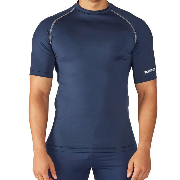 RHINO Mens Sports Base Layer Short Sleeve T-Shirt (Navy) - Blue - View 3