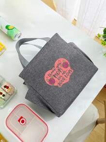 Handheld Insulation Bag Hot Selling Cartoon Letter Thick Insulation Lunch Bag Insulation Bento Bag Double-Sided Pockets Mother's Day Teacher's Day Gift Multiple Patterns Portable Large Capacity Meal Bag