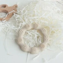 1 件婴儿硅胶牙胶玩具，柔软婴儿咀嚼硅胶牙胶，婴儿出牙玩具缓解疼痛，适合 3-6 个月婴儿的牙胶 - 米色 - 查看 7