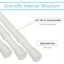 Net Curtain Rods Extendable No Drill Spring Curtain Rods Extendable 50-90cm Adjustable Telescopic Voile Tension Pole Curtain Rod For Kitchen Cupboard Bathroom Window - 55-90厘米 - 查看 4