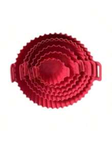 Kit Of 6 Airfryer Molds In Various Sizes, Non-Stick Silicone, Microwave-Safe, Washable With Handle - Đỏ - Xem 11