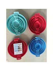 Kit Of 6 Airfryer Molds In Various Sizes, Non-Stick Silicone, Microwave-Safe, Washable With Handle - Đỏ - Xem 5