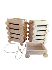 Wooden Cart Tray 25x20x5 Children's Day - Beige - View 3