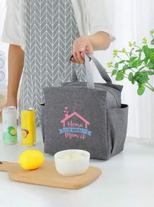 Handheld Insulation Bag Hot Selling Cartoon Letter Thick Insulation Lunch Bag Insulation Bento Bag Double-Sided Pockets Mother's Day Teacher's Day Gift Multiple Patterns Portable Large Capacity Meal Bag