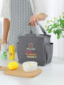 Handheld Insulation Bag Hot Selling Cartoon Letter Thick Insulation Lunch Bag Insulation Bento Bag Double-Sided Pockets Mother's Day Teacher's Day Gift Multiple Patterns Portable Large Capacity Meal Bag