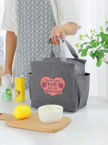 Handheld Insulation Bag Hot Selling Cartoon Letter Thick Insulation Lunch Bag Insulation Bento Bag Double-Sided Pockets Mother's Day Teacher's Day Gift Multiple Patterns Portable Large Capacity Meal Bag