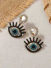 Rhinestone Eye Decor Earrings - Multicolor - View 11
