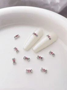 迷你粉色钻石蝴蝶结美甲钻 10 件 3D 合金美甲装饰 DIY 美甲饰品 美甲宝石 美甲用品 美甲 - 彩色 - 查看 4