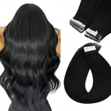 Tape In Hair Extensions Human Hair #1B Natural Black 20 Inch 50g 20Pcs Straight Seamless Tape In Invisible Tape In Hair Extensions Human Hair - Natural Black - 查看 1