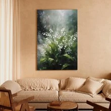 1Pc Framed Canvas Wall Art Poster Lily Of The Vally Wall Art Print Spring Flower Artwork  Country Art Print Woodland Flower Painting White Flower Poster - 黑色 - 查看 2