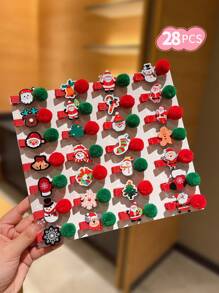 7/14/21 件儿童圣诞发夹，配可爱毛绒球 - 彩色 - 查看 8