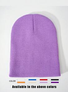 1 件男女通用 Y2K 风格纯黑色短款无檐针织帽，户外冬季保暖休闲百搭帽子，适合通勤秋季装 - 純色針織帽 - 查看 7