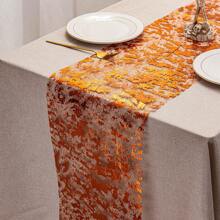 1/2 pezzi Runner da tavolo a ragnatela di Ognissanti da 11*108 pollici, ragnatela sottile con ragno arancione e zucca, adatto per decorazione tavolo per Ognissanti, festa in casa, vacanze. Opzioni multiple in oro e nero