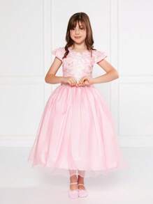 Girls Dresses - Màu Hồng baby - Xem 3