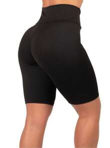 Women's Suplex Bermuda Shorts, High Waist, Thick Girl - màu đen - Xem 4