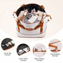 Luggage 5 Set Hardside Expandable Spinner Wheel With TSA Lock, Travel Bag, Duffel Bag,  20 Carry On Luggage And 24 & 28 Checked Luggage - 白色 棕色 - 查看 8