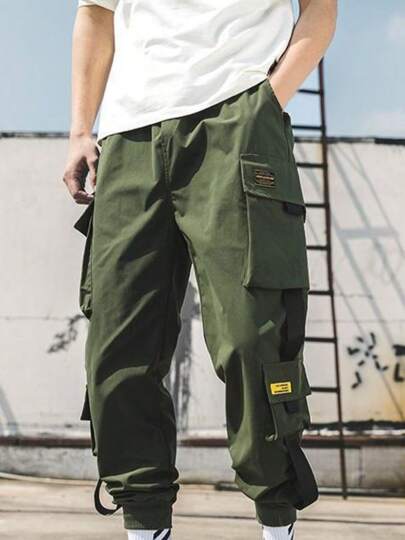 Pantalones Joggers de Ropa de Calle Casuales for Hombre Pantalones de harén de Carga Hip Hop Black Hip Hop Casual