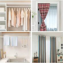 Net Curtain Rods Extendable No Drill Spring Curtain Rods Extendable 50-90cm Adjustable Telescopic Voile Tension Pole Curtain Rod For Kitchen Cupboard Bathroom Window - 55-90厘米 - 查看 7