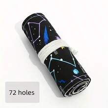 Estuche de lona hecho a mano creativo con 12/24/36/48/72 agujeros, gran capacidad, estuche de lápices, caja de papelería para bocetos, caja de papelería simple, bolsa para bolígrafos, soporte para bolígrafos, bolsa de almacenamiento de maquillaje (sin lápices) - cortina de pluma - Ver 10