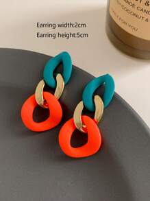 1对休闲个性撞色链条耳环 - 彩色 - 查看 10