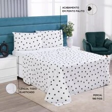 Single Double Queen King 4 Piece Sheet Set Percale 180 Thread Count Cotton Black Heart - Tim đen - Xem 1