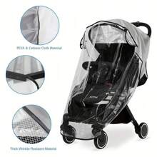 Universal Stroller Rain Cover - Waterproof & Windproof Travel Weather Shield, Thick & Durable, Dust & Snow Proof, Breathable Mesh For Clear View