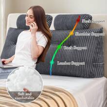 Wedge Headboard Pillow + Head Roll Pillow Bed Wedge Pillow For Headboard Bolster Soft Large Comfy Reading Pillows For Beds Sofas Back Lumbar Bolster Support Pillow - Bedroom Wedge Cushions - Grey - View 10