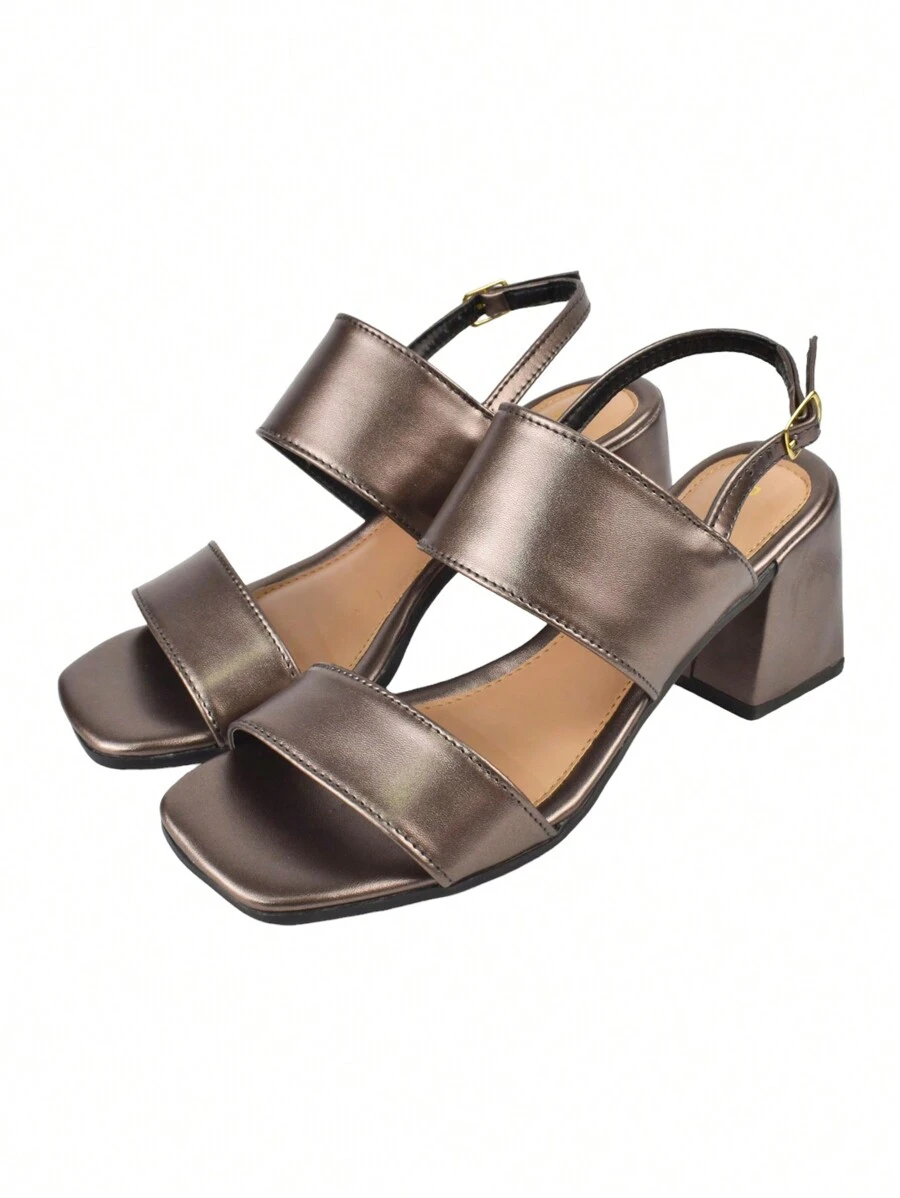 Donatella Shoes Women's Clogs Square Toe High Heel Casual Metallic Sandal - 銀色 - 查看 1