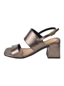 Donatella Shoes Women's Clogs Square Toe High Heel Casual Metallic Sandal - 銀色 - 查看 2