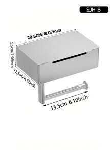 [Flat J-Style With Extension] Bathroom Wet Wipes Box, Toilet Paper Box, Paper Towel Holder, Wall-Mounted Toilet Paper Rack For Bathroom, Home Use Roll Paper Holder - Silver - View 4