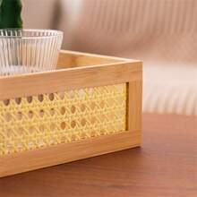 1 hộp đựng đồ bằng gỗ dạng lưới nhiều kích cỡ, hộp đựng đồ trang điểm trong phòng ngủ, khay để bàn phòng khách, hộp đựng đồ hình chữ nhật - Màu Khaki - Xem 4