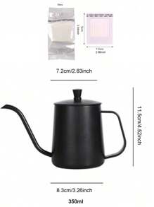 1 件装不锈钢鹅颈咖啡壶（带盖/不带盖）学校用品返校 - 黑色 - 查看 21