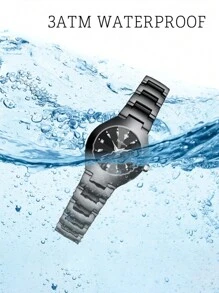 BIDEN 1pc Women's Watch, Casual Business Style, Classic Quartz Watch, Life Waterproof, Comes With Strap Cutting Tool - Black - View 8