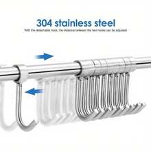 Utensil Rack Stainless Steel Wall Mounted Utensil Hooks With 12 Removable Hooks Kitchen Utensils Holder Utensil Hanging Rack Rail 52Cm (15.6") - Silver - View 4