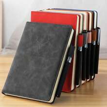 A5 Notebook Journal Ruled Notebook Notepad Note Book, 360 Pages PU Cover Notebook With Paper Journal Notebook With Expandable Ribbon, Back To School - Gray - View 6