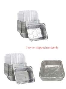 20/50入組，重型一次性鋁製長方形鋁箔盤連蓋，可回收錫製食品儲存托盤，適合烹飪、烘焙、餐飲外帶使用（不含蓋） - 銀色 - 查看 13