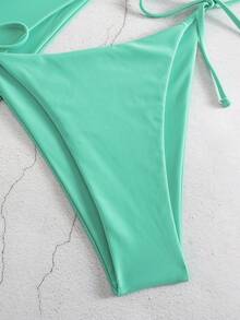 3 件套纯色女式分体式泳衣夏季 - 薄荷綠 - 查看 5