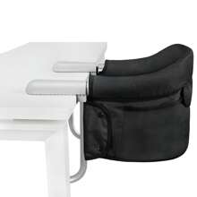Froadp Baby Table Seat Booster Child Chair Foldable High Chair With Non-Slip Handle & Belt & Storage Bags Child High Chair For 2-8cm Thick Table - 黑色 - 查看 3