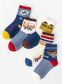 Random 10/15/20 Pairs Spring And Autumn New Cartoon Tiger Giraffe Comfortable Breathable Mid-Tube Socks - Multicolor - View 7