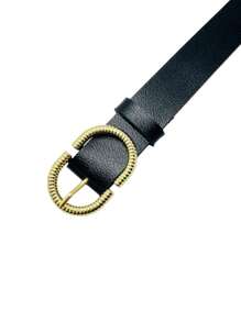 Fashion Women's Thin Belt With Inverted Buckle Worked - Diva - Negro - Ver 2