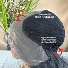 Peruca Sintética Ondulada com Frente de Renda 13*6, Cabelo Extra Longo de 32 Polegadas, Repartição Central, Preto Natural com Destaques Loiro Mel, Adequada para Festa e Uso Diário, Fibra Resistente ao Calor, Peruca Completa para Mulheres - Preto - Visão 9