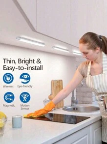 1 件智能运动传感器夜灯，便携式可充电磁棒灯，适用于走廊、楼梯、橱柜、客厅、万圣节和感恩节装饰万圣节圣诞节感恩节礼物