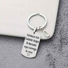 1pc Spanish Engraved Casual Style Stainless Steel Keychain, Romantic Valentines Gift For Husband Or Boyfriend Car Accessories Bag Charm School Letter Cute Goth Y2k Bag Accessories Lanyards With Id Holder Car Accessories Bag Charms
