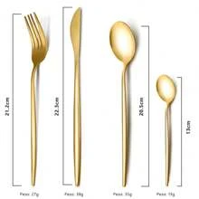Juego De Cubiertos De 24 Piezas Cuchillo,Tenedor Y Cuchara,Juego De Cubiertos Para 6 Personas,Cubiertos Acero Inoxidable De 24 Piezas Incluye Cuchillos,Tenedores,Cucharas Espejo Pulido,Juego De Cubierto Para Cocina, Restaurante,Hotel,Apto Para El Lavavajillas (oro) - Dorado - Ver 4