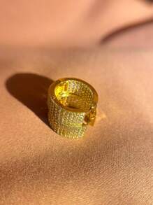 Women's Round Hoop Earrings Studded Inside And Outside With Zirconia Stone, 18k Gold Plated And 925 Silver - 金色 - 查看 4