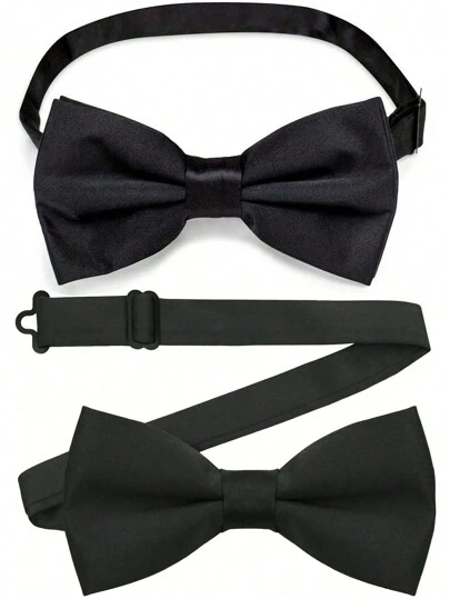 1PC Formal Black/Red Oxford Bowknot With Pre-Tied Adjustable Neck Strap For Student Campus, Poker Dealer, Groomsman And Groomsman Attire