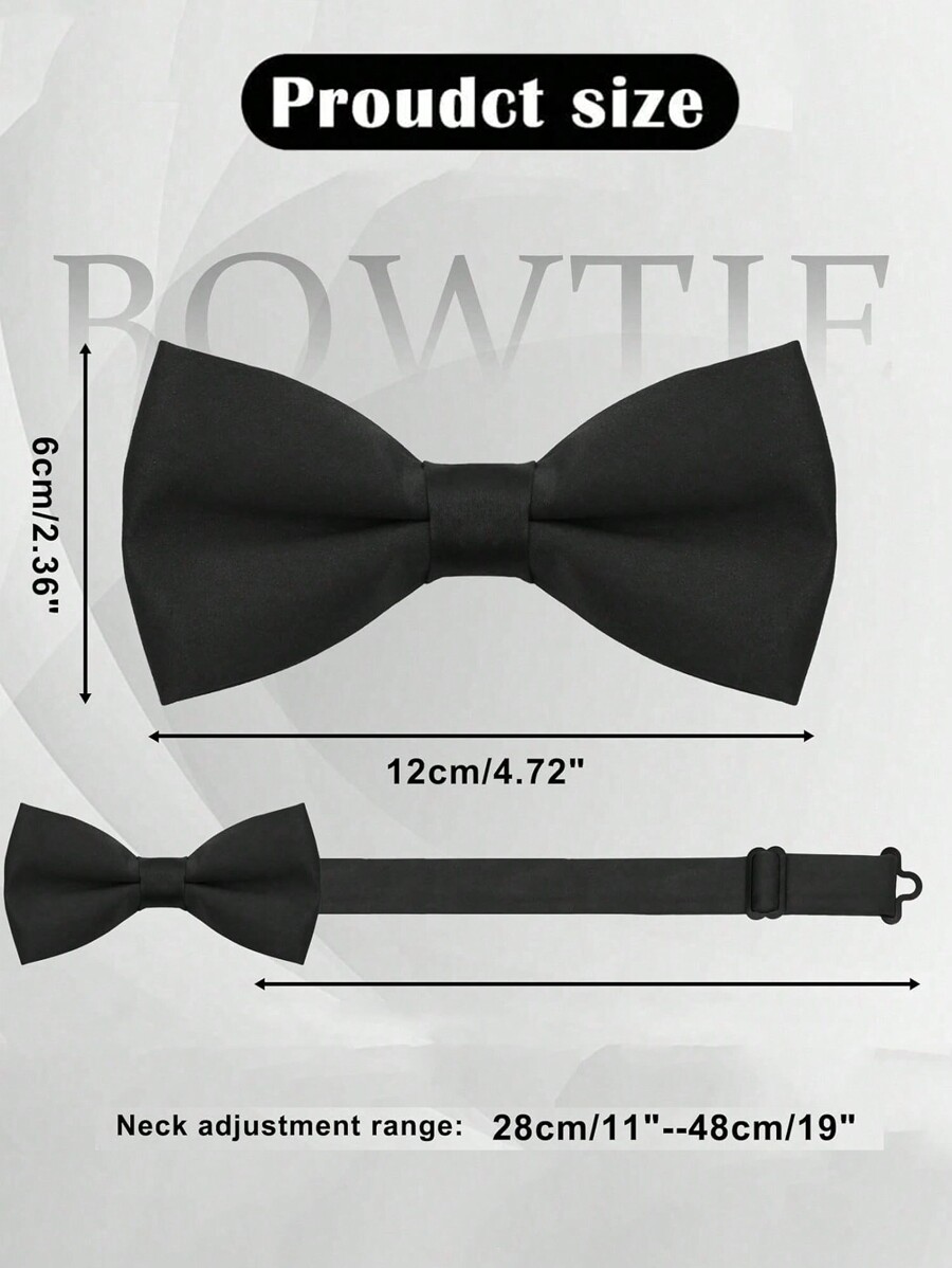 Formal Black Oxford Bow Tie With PreTied Adjustable Neck Strap