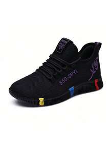 Tenis Mujer Verano PU Color Sólido Punta Redonda con Cordones Antideslizante Cómodos Tela Casual para Trabajo, Deporte y Uso Diario - Morado - Ver 4