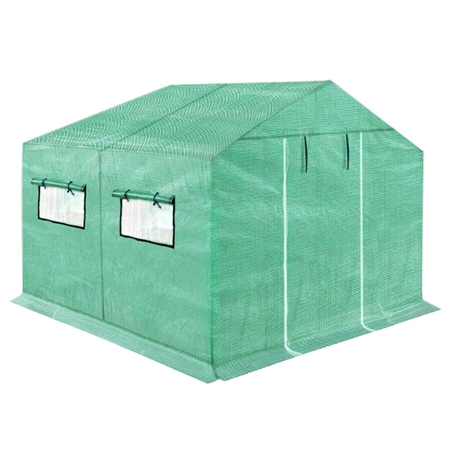 Froadp HDPE+LDPE Film Greenhouse+Galvanized Steel Tubes, With Window, For Tomatoes, Weatherproof, UV Protection (Green) - 3x2x2m - View 1